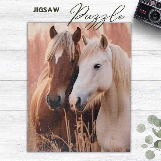 Twee mooie paarden in natuur legpuzzel