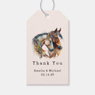 Twee mooie paarden Westerne bruiloft bedankt Cadeaulabel