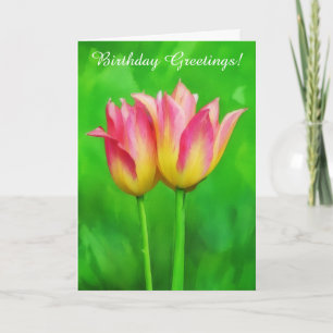 Twee Mooie Tulpen Twee Verjaardagswensen Bloemenli Kaart