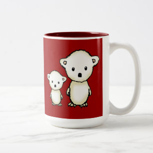 Twee Moppige Kleine Ijsberen Tweekleurige Koffiemok