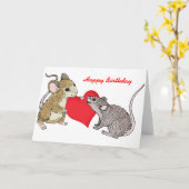 Twee muizen verliefd op verjaardag kaart (Gele Bloem)