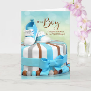 TWEE MUMS New Baby Boy Gefeliciteerd Kaart