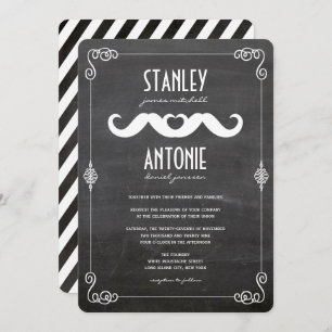 Twee mustaches houden van  Chalkboardwedstrijd Kaart