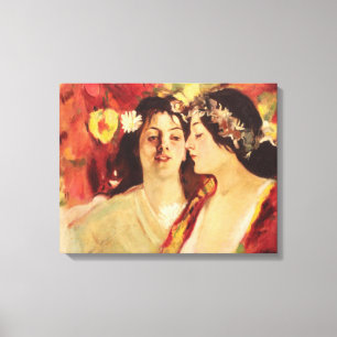 Twee muzen van de lente (door Stefan Luchian) Canvas Afdruk
