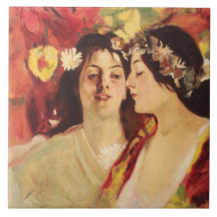 Twee muzen van de lente (door Stefan Luchian) Tegeltje