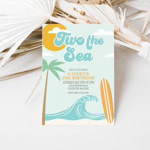 Twee naar de zee strand 2e verjaardagsuitnodiging kaart
