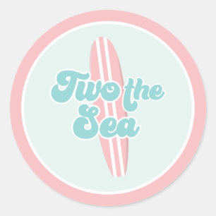 Twee naar de zee Surfstrand 2e verjaardag Ronde Sticker