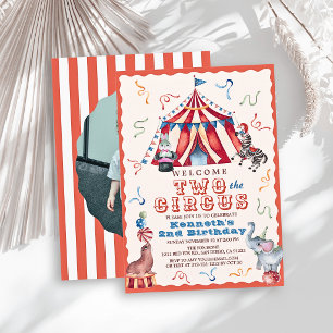 Twee naar het circus Carnaval Tent Foto 2e verjaar Kaart