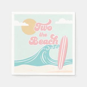 Twee naar het strand Roze Surf Strand Verjaardag Servet