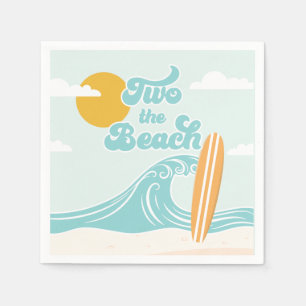 Twee naar het strand Surfstrand 2e verjaardag Servet