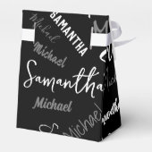 Twee namen koppel monogram zwart grijs wit bedankdoosjes (Achterkant)
