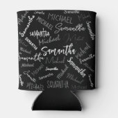 Twee namen koppel monogram zwart grijs wit blikjeskoeler (Achterkant)