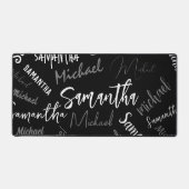 Twee namen koppel monogram zwart grijs wit bureaumat (Voorkant)