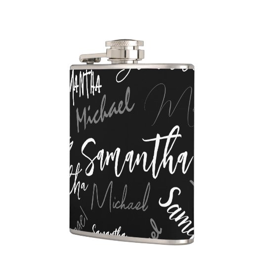 Twee namen koppel monogram zwart grijs wit heupfles (Links)
