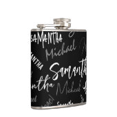 Twee namen koppel monogram zwart grijs wit heupfles (Rechts)