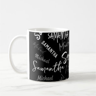 Twee namen koppel monogram zwart grijs wit koffiemok