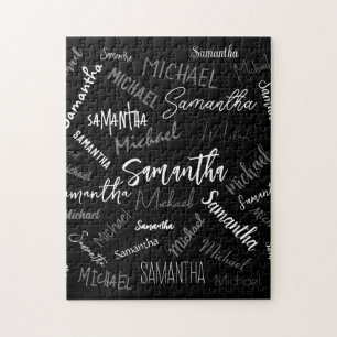 Twee namen koppel monogram zwart grijs wit legpuzzel