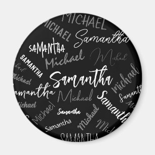 Twee namen koppel monogram zwart grijs wit magneet