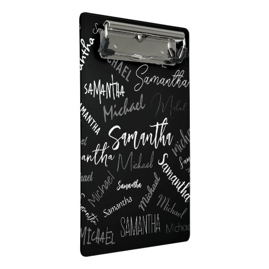 Twee namen koppel monogram zwart grijs wit mini klembord (Schuin)