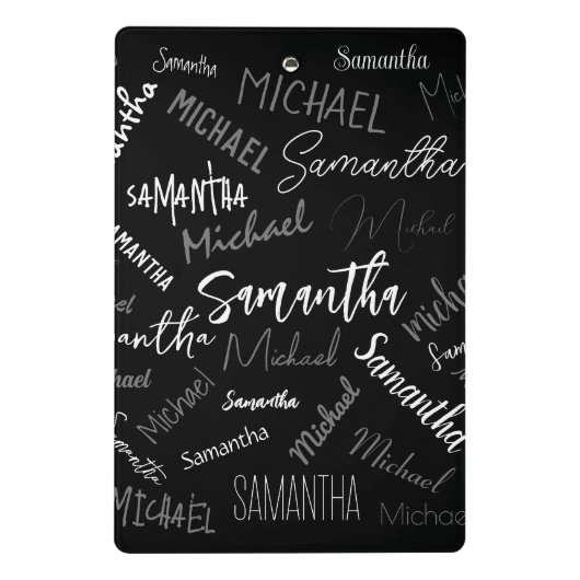 Twee namen koppel monogram zwart grijs wit mini klembord (Achterkant)