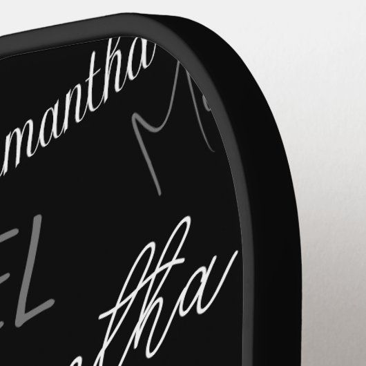 Twee namen koppel monogram zwart grijs wit pickleball paddle (Links Detail)