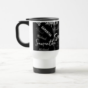 Twee namen koppel monogram zwart grijs wit reisbeker