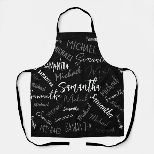 Twee namen koppel monogram zwart grijs wit schort (Voorkant)