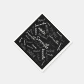 Twee namen koppel monogram zwart grijs wit servet (Hoek)