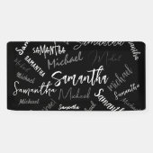 Twee namen koppel monogram zwart grijs wit spandoek (Horizontaal)