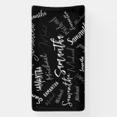 Twee namen koppel monogram zwart grijs wit spandoek (Verticaal)