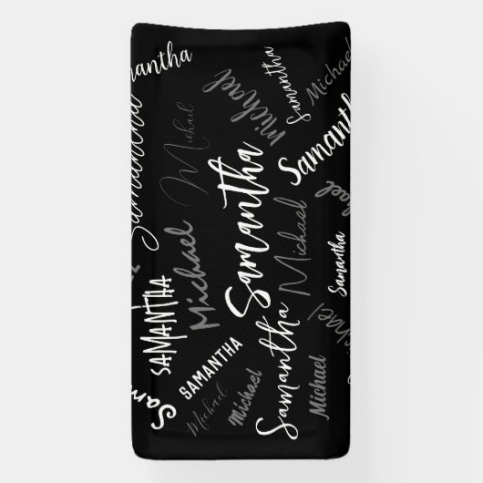 Twee namen koppel monogram zwart grijs wit spandoek (Verticaal)