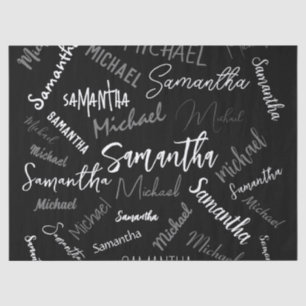 Twee namen koppel monogram zwart grijs wit tissuepapier