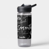 Twee namen koppel monogram zwart grijs wit waterfles (Links)