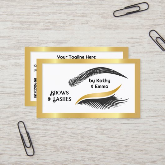 Twee namen Lashes Brows Tech QR Visitekaartje (Voorkant / Achterkant in situ)