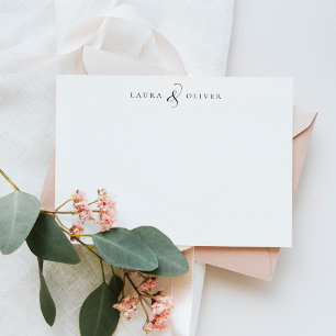 Twee namen Modern Minimalistisch Koppel Stationery Notitiekaartje
