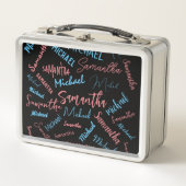 Twee namen stellen zich op monogram blauw lichtroz (Voorkant)