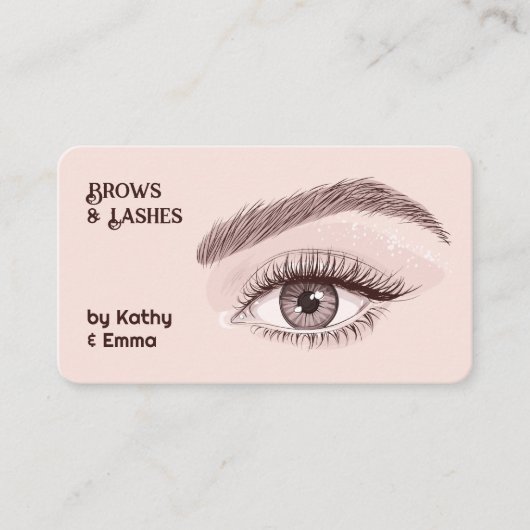Twee namen wenkbrauwen wimpers visitekaartje (Voorkant)
