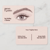 Twee namen wenkbrauwen wimpers visitekaartje (Voorkant / Achterkant)