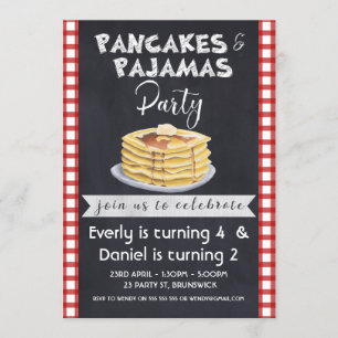 Twee Names Pancakes Pjs Birthday Uitnodiging