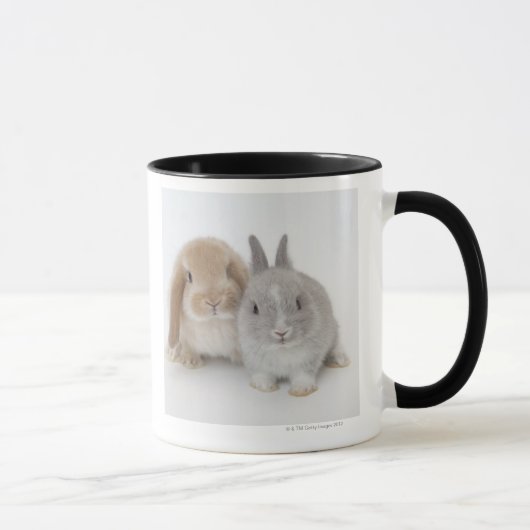 Twee Nederlandse Dwarf- en Holland Lop Bunnies Mok (Rechts)