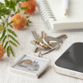 Twee Nederlandse Dwarf- en Holland Lop-bunnies Sleutelhanger (Zijkant)