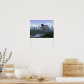 Twee nedoceratops/diceratops dinosaurussen die lop poster (Keuken)