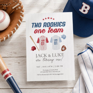 Twee nieuwelingen één team honkbal tweelingbroers kaart