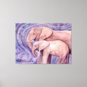 Twee Olifanten Wildlife Kunst door Molly Harrison Canvas Afdruk