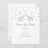 Twee olifanten zilver herfst bruiloft save the dat aankondigingskaart (Voorkant / Achterkant)