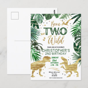 TWEE om WILD te zijn Dinosaur Thema Verjaardagsfee Briefkaart