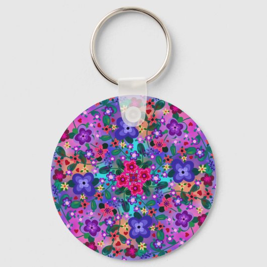 Twee ontwerpen mooie bloemen sleutelhanger (Achterkant)