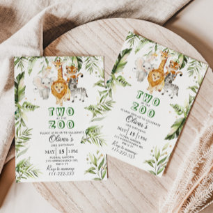 Twee op de zoo safari verjaardagsuitnodiging kaart