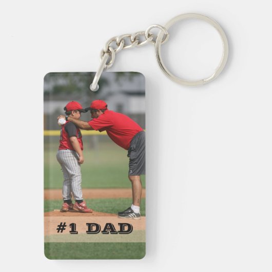 Twee op maat gesneden foto's #1 Pap Vader Cadeft Sleutelhanger (achterkant)