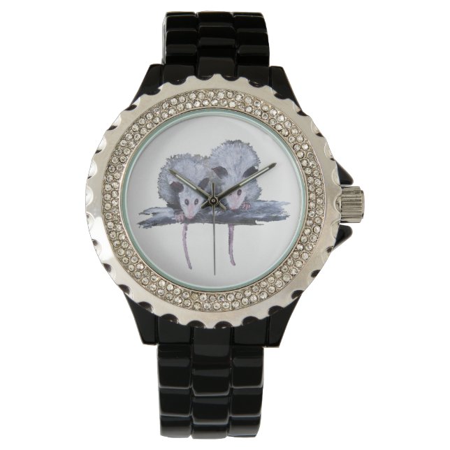 "Twee Opossums" aangepaste horloge (Voorkant)